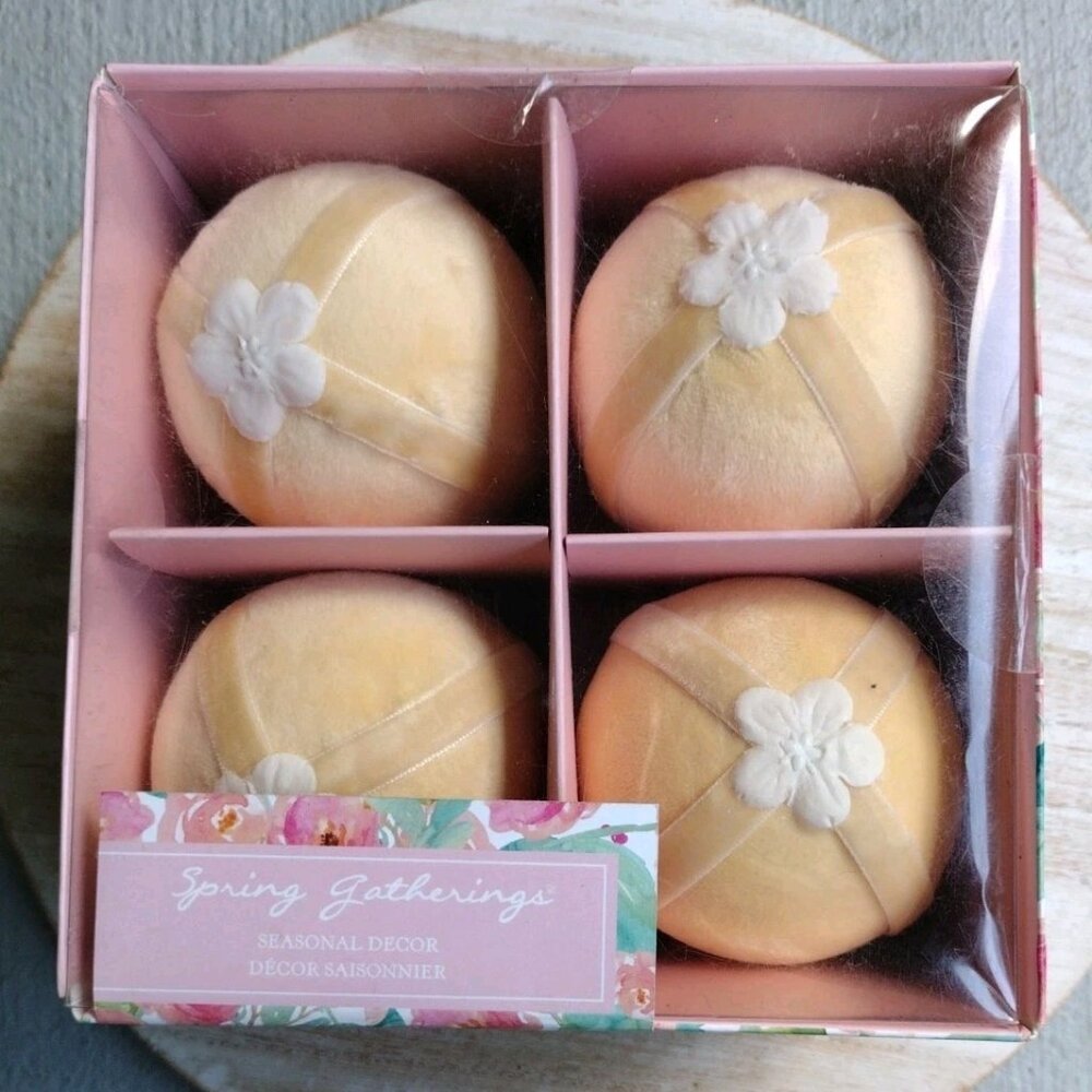 Spring Gatherings Velvet Eggs Set of 4 Spring Easter Bowl Filler Decor NEW